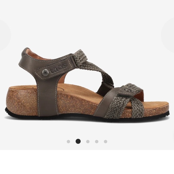 Taos | Trulie Lightweight Leather Sandal Woven Leather Womens 7 - 7.5 Dk Grey - Picture 11 of 12